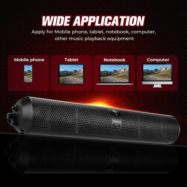 Utv soundbar store with subwoofer