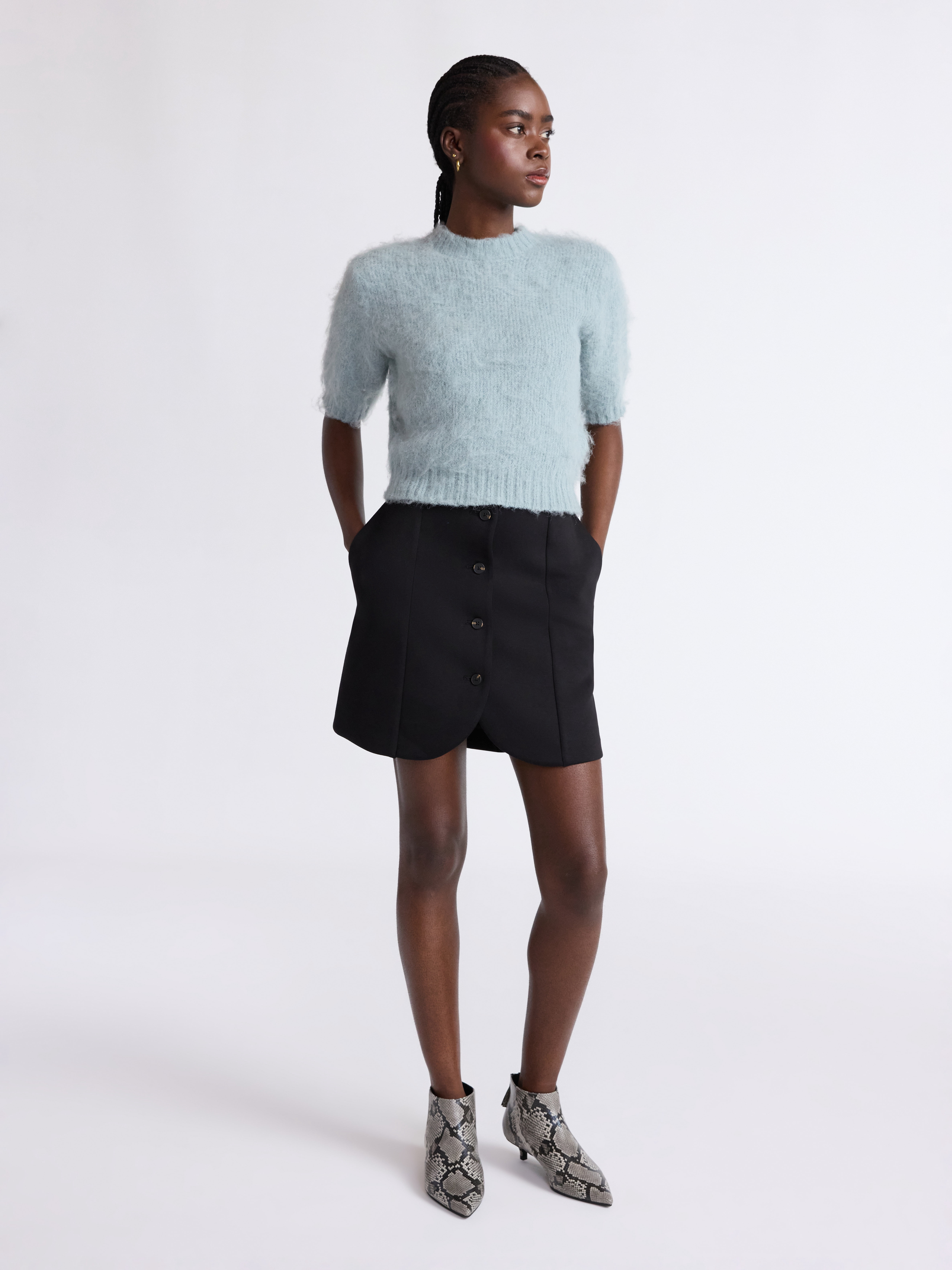 Scoop Women's and Women’s Plus Fluffy Sweater with Short Sleeves, Lightweight, Sizes XS-4X
