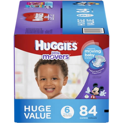 HUGGIES Little Movers Diapers, Size 6, 84 Diapers