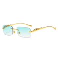 thumbnail image 1 of Gafas de sol rectangulares sin montura para hombre y mujer, lentes de sol con cabeza de leopardo de Metal Vintage, sin marco, tintadas, nuevas Fivean unisex, 1 of 2