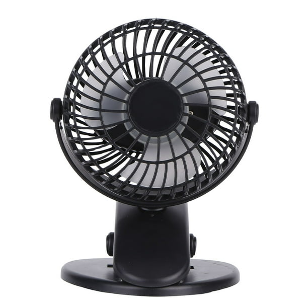 Ventilador pequeño con clip, ventilador de escritorio de 3 velocidades, recargable por USB para dormitorio de oficina en casa (negro)
