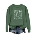 thumbnail image 2 of Mceream Valentines Chandails en Molleton pour Femmes Mode Imprimé Cœur Graphique Manches Longues Chemises Col Rond Surdimensionné Chandail Tops Grande Taille Vert Armée m, 2 of 5
