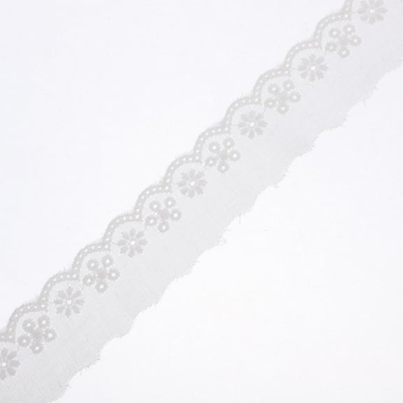 HONMEET White Cotton Lace Trim with Eyelet Pattern for Sewing, Crafts, Dressmaking, Projects, and Home Decoration