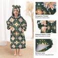thumbnail image 3 of FORMRS Wearable Blanket Hoodie with Sleeves for Kids Cozy Flannel Sweatshirt, Pink Geometric Flowers, 3 of 7