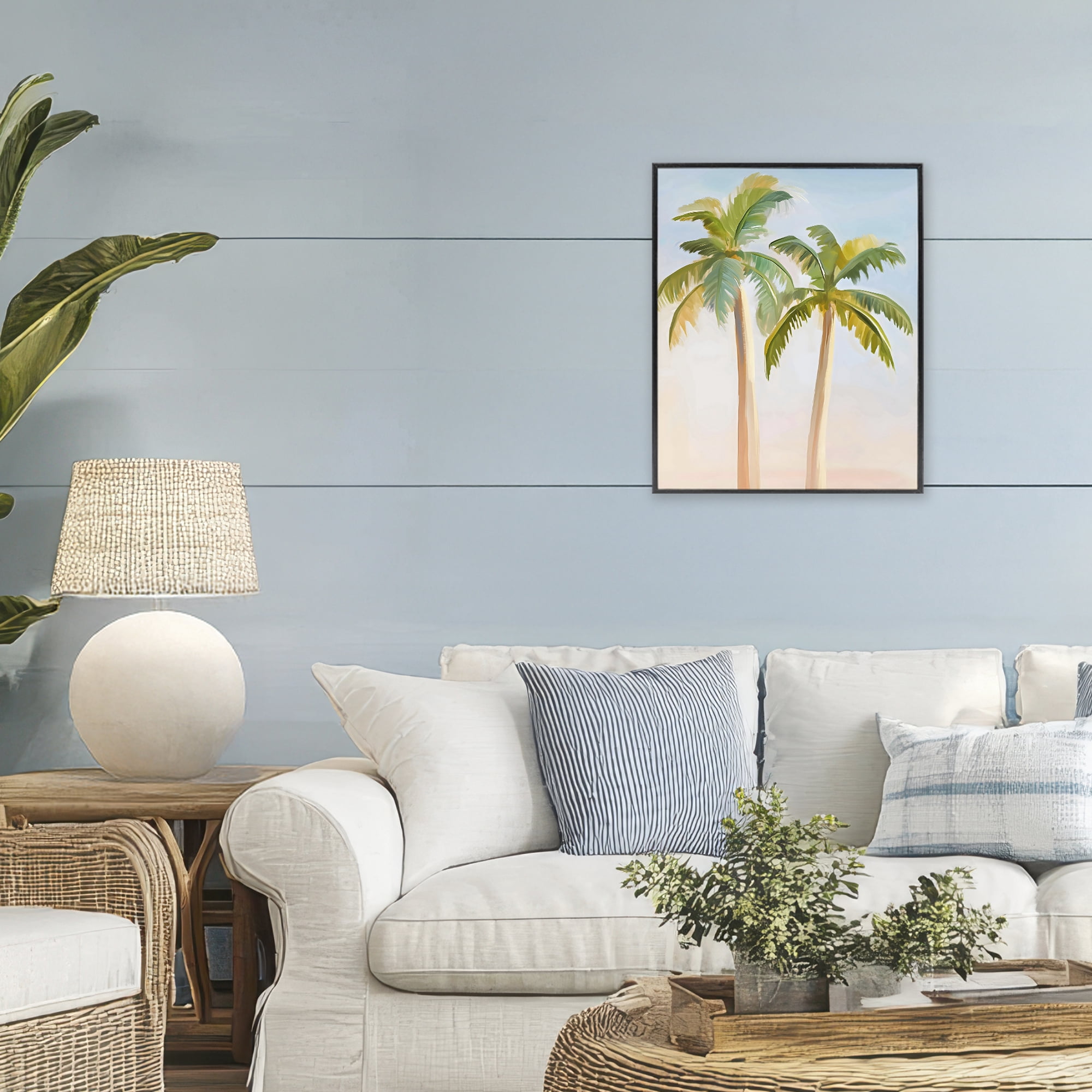 Stupell Industries Tropical Palm Twins at Sunrise Black Framed Giclee Art, design by The Prints Vibe