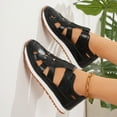 thumbnail image 4 of Rokment Platform Wedge Gladiiator Sandals for Women 2026 Spring Summer Fashion Casual Leather Memory Foam Closed Toe Non Slip Walking Work Shoes Comfortable Black Size 8.5, 4 of 7