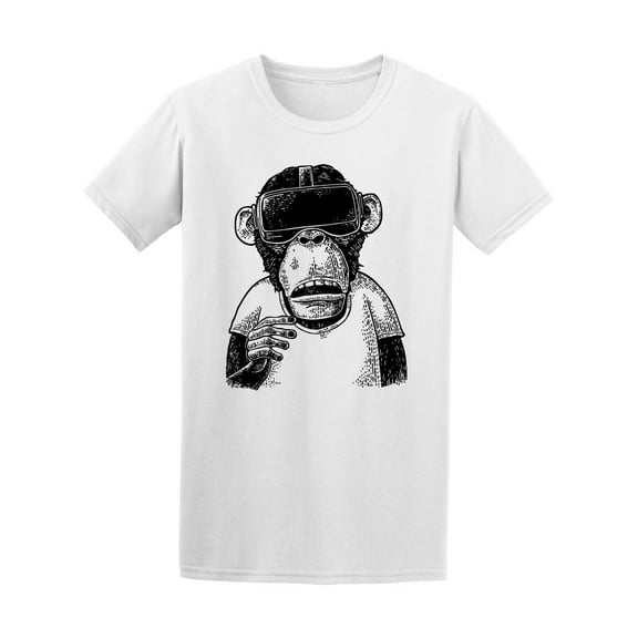 Monkey Virtual Reality Headset T-Shirt Men -Image by Shutterstock, Male Large