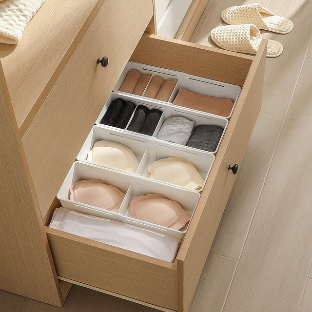 ICQOVD Expandable Drawer Organizer Retractable Storage Box Cutlery Partition Closet Organizer Versatile Space Saving Solution for Kitchen Home Drawers ABS Plastic Modern Stylish Design