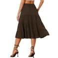 thumbnail image 3 of INSPIRE CHIC Women's Midi Skirts Solid Elastic Waist Flare A-Line Tiered Skirt with Pockets L Brown, 3 of 6
