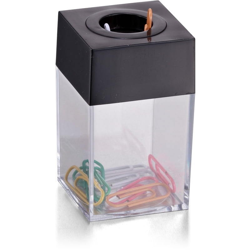 Officemate Small Clip Dispenser with Top, Clear/Black (93687