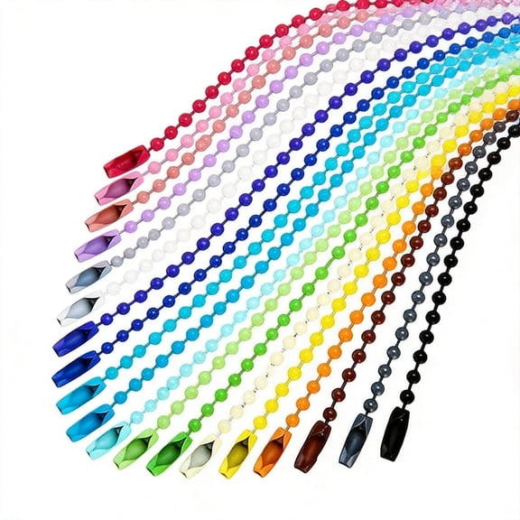 200-Piece Bulk Colored Ball Chain Keychains, 4.7" Metal Bead Chain Connectors for Keychains, Jewelry, Tags, and DIY Crafts - Vibrant Assorted Colors