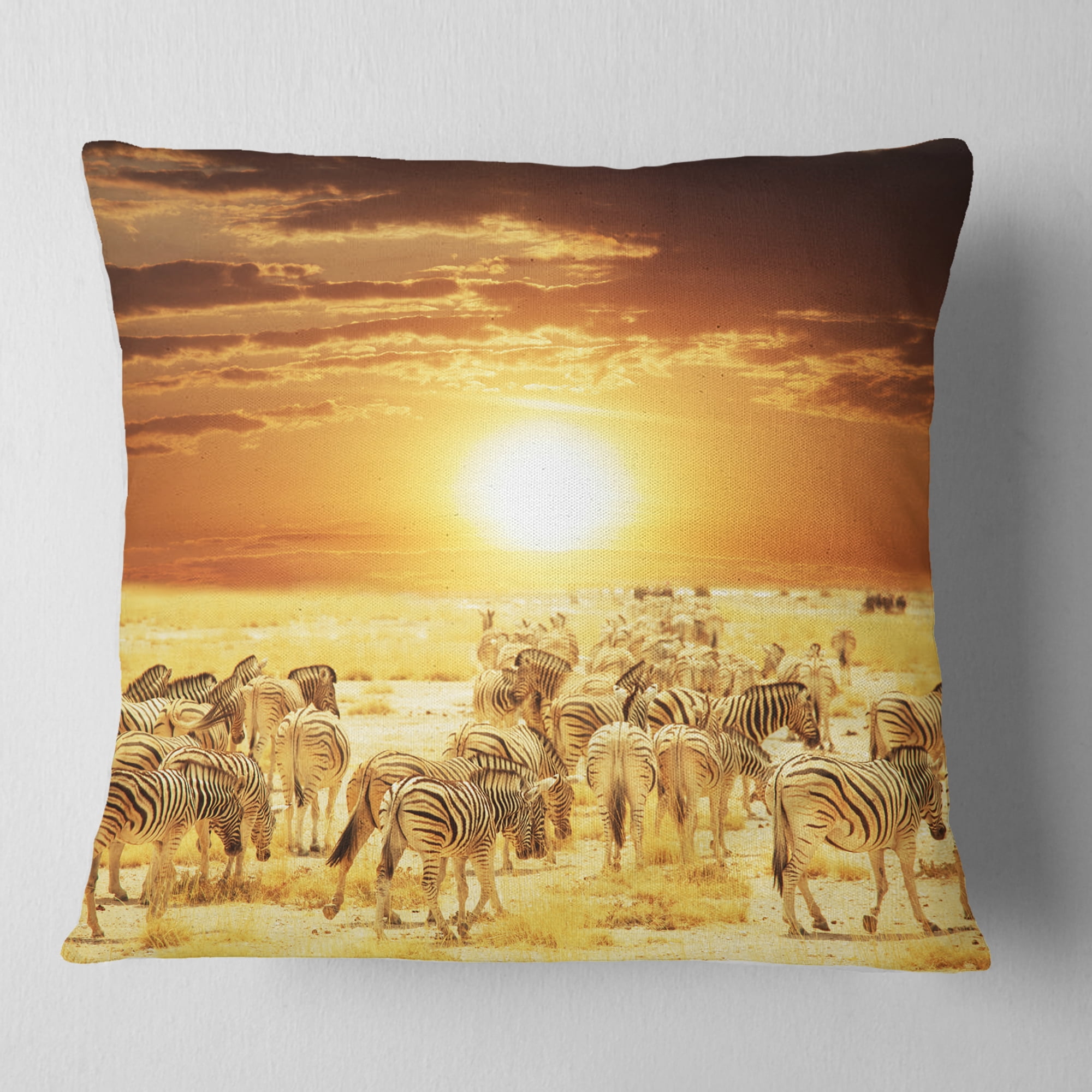 Designart 16" x 16" Yellow Polyester Throw Pillow
