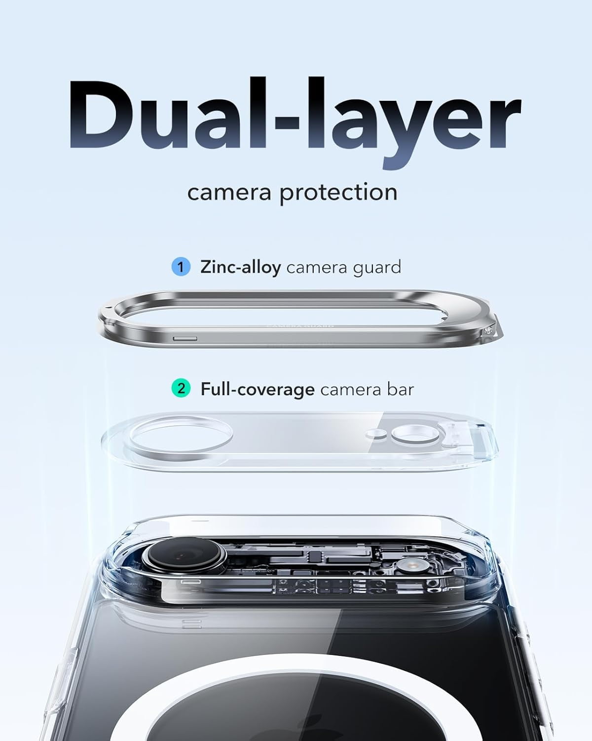 CRKMGS-ESR for iPhone Air Case with Stash Stand, Compatible with MagSafe, Military-Grade Drop Protection Magnetic Phone Case for iPhone 17 Air, Scratch-Resistant Back Cover,Clear