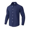 thumbnail image 5 of GrmtClth Mens Linen 2 Piece Beach Outfit Sets Cuban Collar Long Sleeve Button Front Shirt Relax Fit Drawstring Waist Trousers Multi Color Lightweight Travel Wear Navy 2XL, 5 of 7