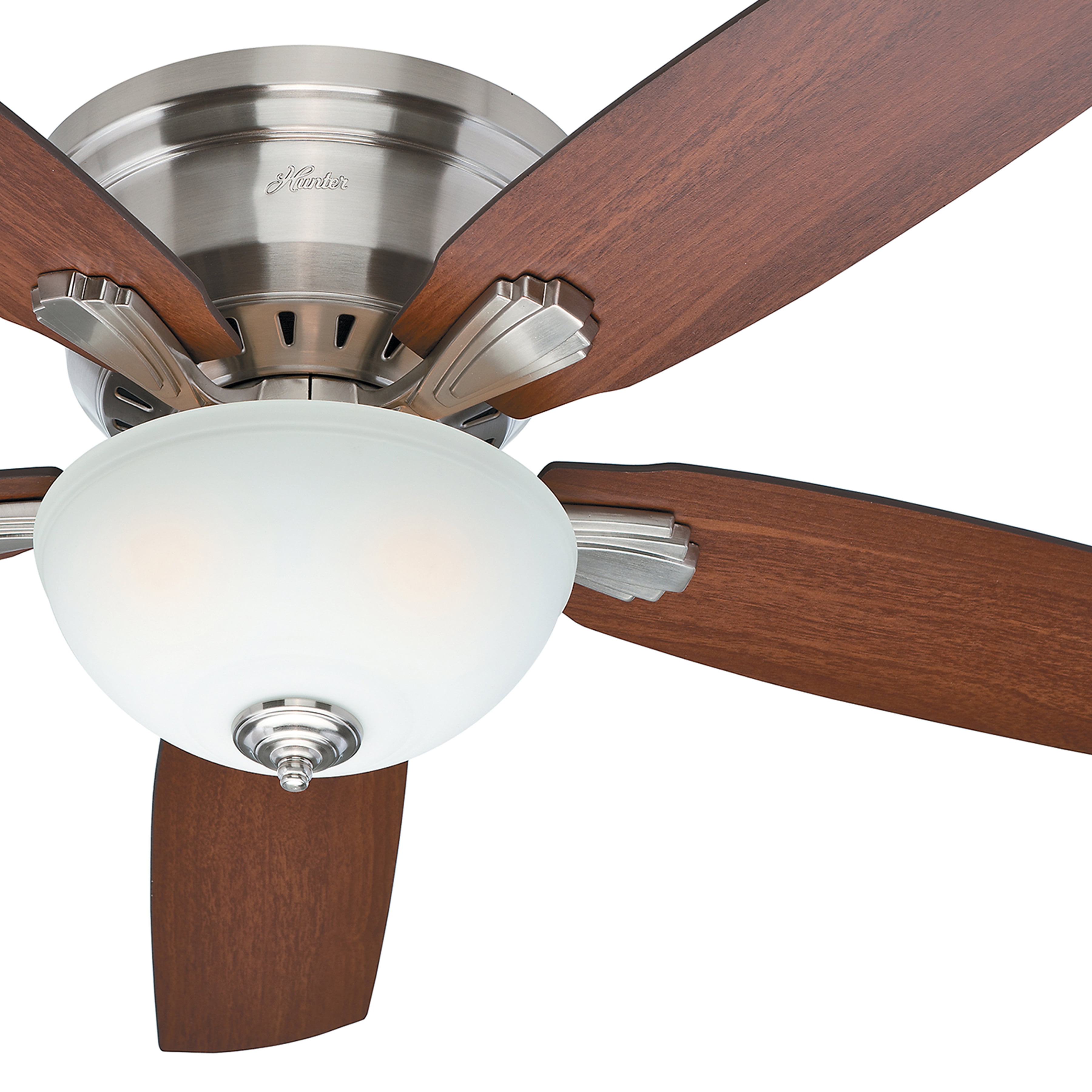 Hunter Fan 52 Low Profile Ceiling With A Bowl Light Kit In Hunter Fan 52 Low Profile Ceiling With A Bowl Light Kit In Brushed Nickel Certified Refurbished