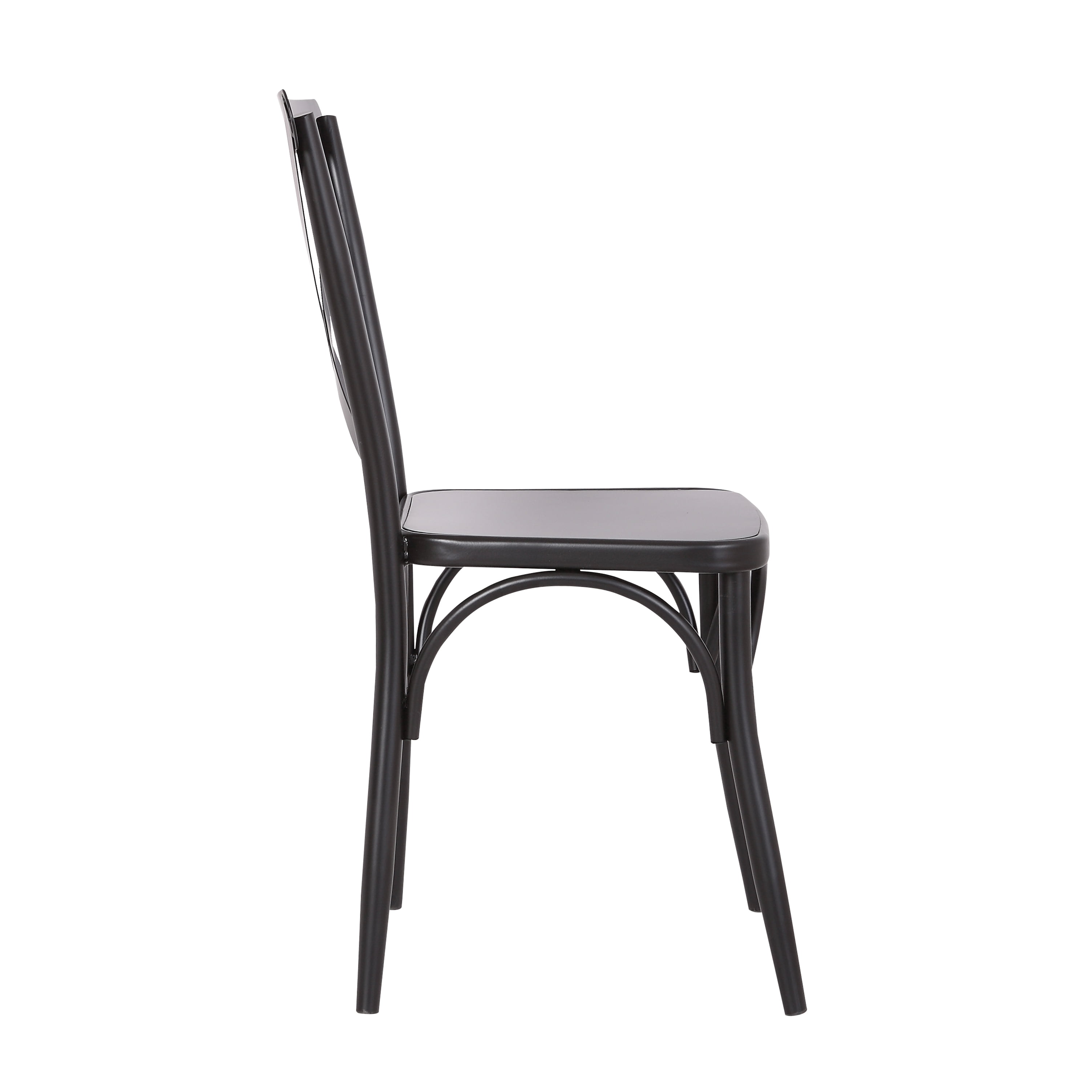 Rustic Cross Back Metal Modern Farmhouse Dining Chair, Matte Black