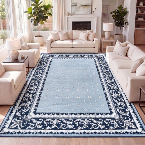 JONATHAN Y MODERN PERSIAN 5 x 8 Area Rug, Acanthus French Border - Blue/Navy, MDP504E-5