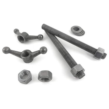 Moxon Vise Hardware Kit with 2 each 8 Inch x 3/4-10 Threaded Rods, 2 each 4-1/2 Inch Cast Knobs and 4 each 3/4 inch Nuts and Washers
