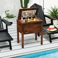 thumbnail image 2 of Gymax Wooden Cooler for Patio 54 Quart Beverage Cooler w/ Handles Rustic Brown, 2 of 10
