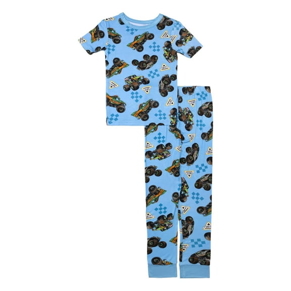 Monster Jam Boys' 2-Piece Snug-fit Pajama Set, Soft & Cute for Kids, 4