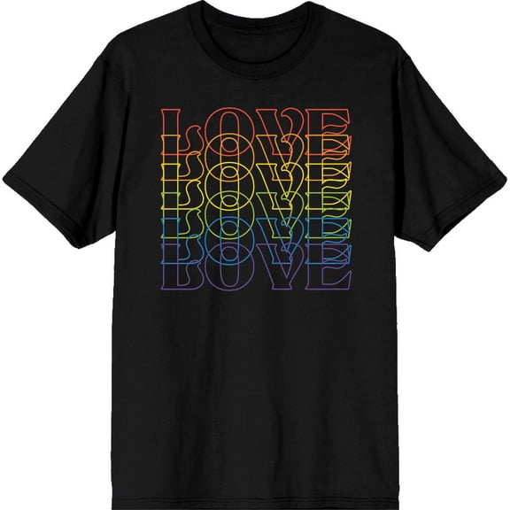 Pride "Love" Rainbow Gradient Adult Black Crew Neck Short Sleeve Tee-Medium