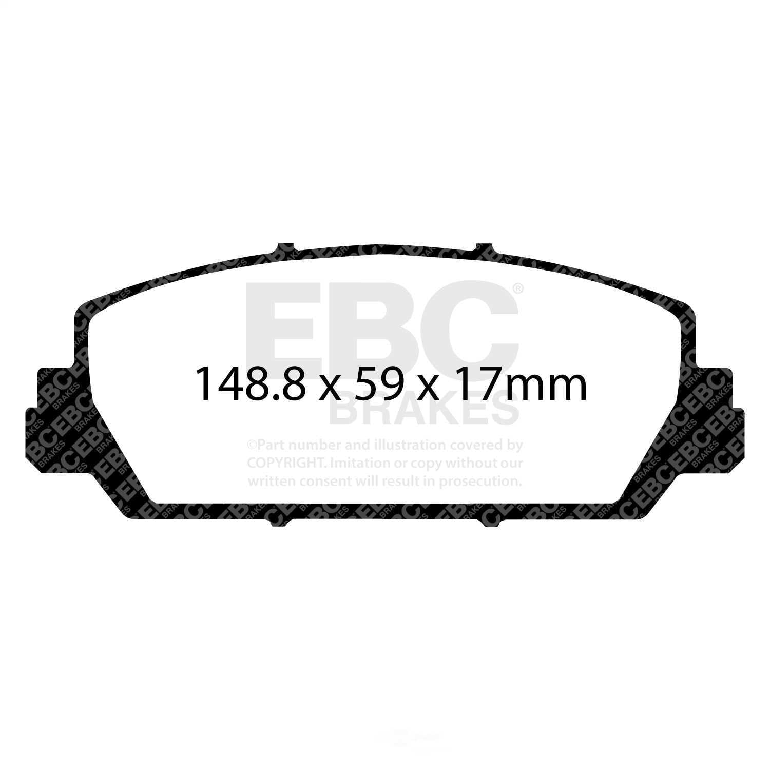 EBC Brakes DP21896 Greenstuff 2000 Series Sport Brake Pads, FMSI Pad No. D1697 Vented 312mm Dia