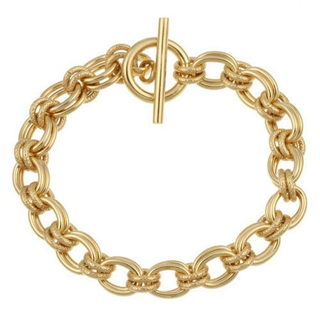 Sterling Essentials 14k Gold over Silver 7.5 inches Charm Toggle Bracelet