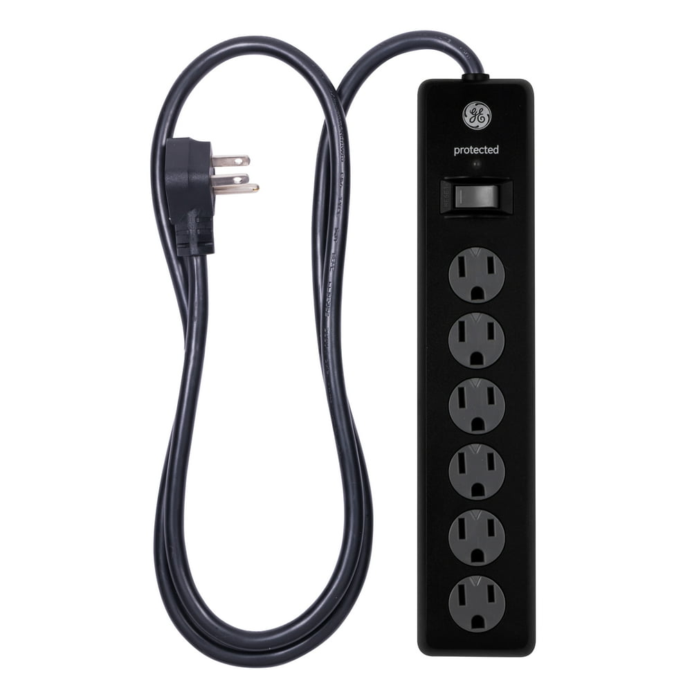 GE 6Outlet Surge Protector, 800J, 4ft., Black 33659