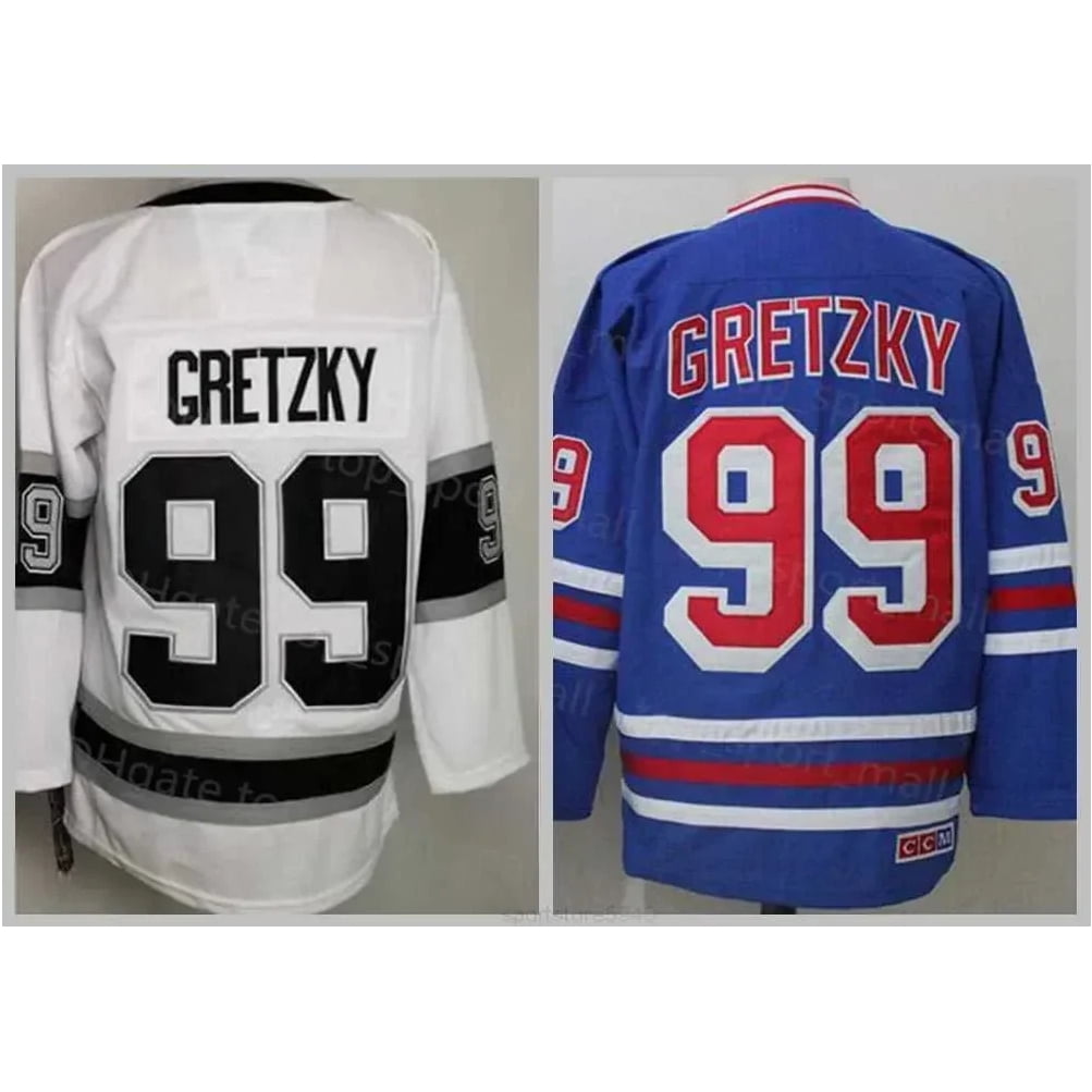 CUSTOM 99 Wayne Gretzky Jersey Reverse Retro Retire Blue White Black Orange Vintage Stitched America Ice Hockey Jersey