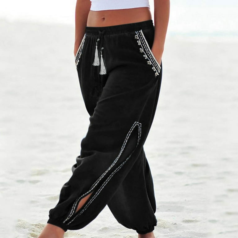 Ladies black cheap harem trousers