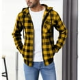 thumbnail image 3 of qucoqpe Men's Hooded Plaid Shirt Jacket Full Zip Long Sleeve Printed Shacket Outerwear Coat with Pockets, 3 of 6