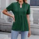 thumbnail image 2 of V Cuello Manga Corta Tops para las Mujeres Primavera Verano Moda Color Sólido Camiseta, Imitación Algodón, 2 of 6