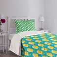 thumbnail image 3 of Ambesonne Ice Cream Quilted Bedspread Set 2 Pcs, Lemon Flavor Face, Twin Size, Teal Yellow, 3 of 5