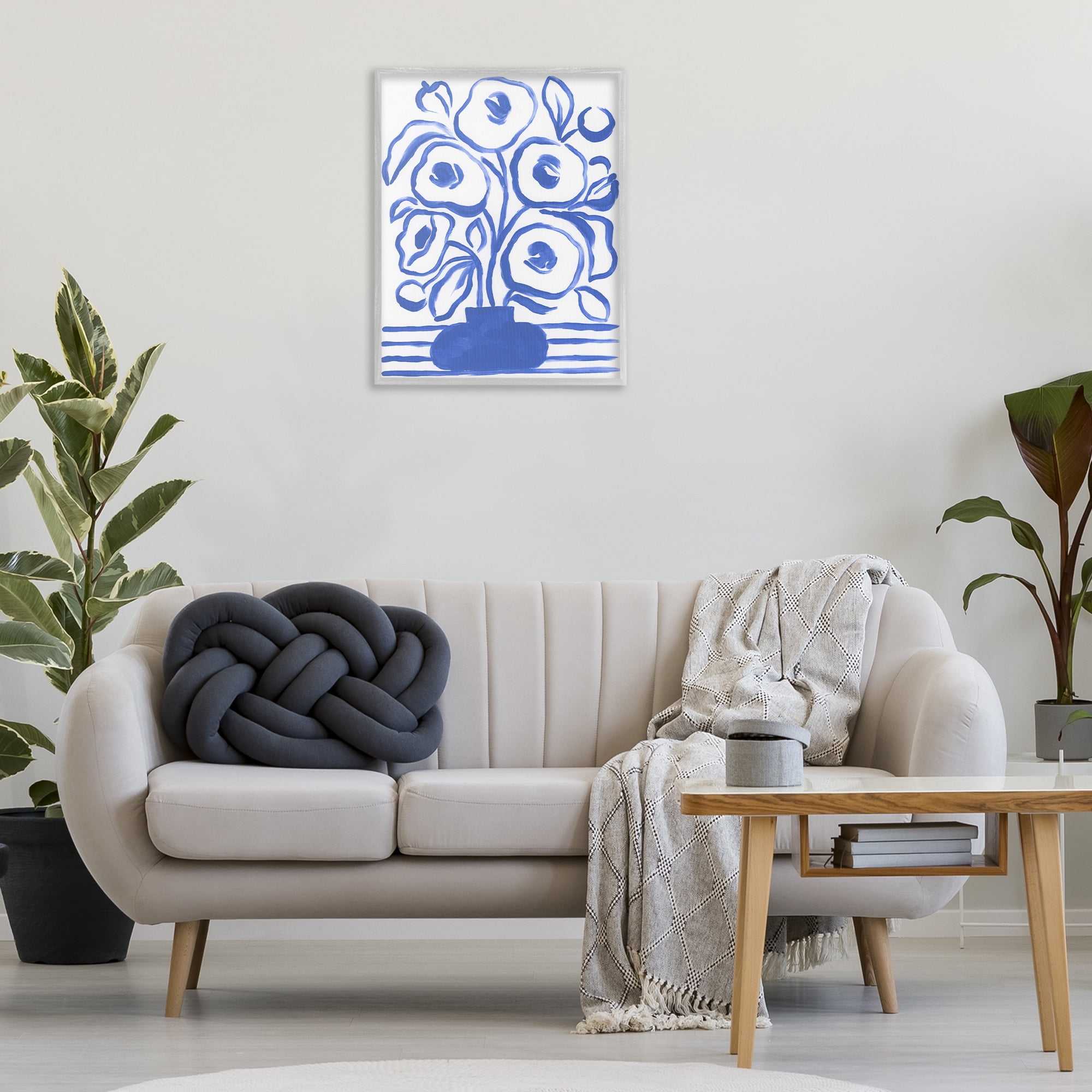 Stupell Industries Abstract Poppy Vase Botanical & Floral Painting Gray Framed Art Print Wall Art, 24 x 30
