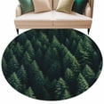 thumbnail image 2 of Green Forest Large Round Rug 8 FT, Non Slip Living Room Area Carpet, Modern Pine Trees Mysterious Art Washable Soft Circle Rug Non-Shedding Floor Carpet for Bedroom Office Dining Room, 2 of 9