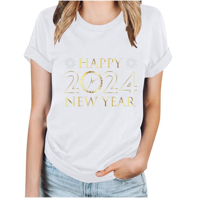 PEZHADA T-Shirts pour Femmes Mode Hauts Imprimés Mode Manches Courtes Blouse Drôle Col Rond T-Shirt Hauts