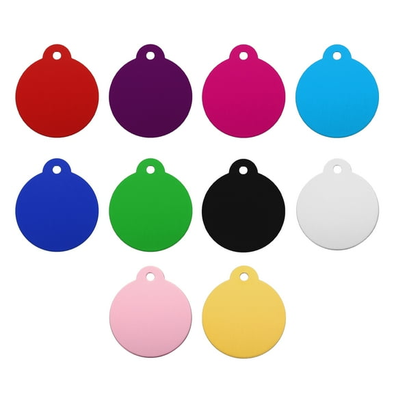 Round Laser Engraving Blanks Tags, Stamping Blank Tags, Dog ID Tag, 10 Color DIY Metal Tags, Pack of 10