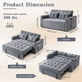 thumbnail image 4 of Eosunjian Convertible Sofa Bed,Sofa Bed Couch,Grey Sofa Sleeper Velvet Loveseat Sleeper with Put out Bed and Adjustable Backrest,3-in-1 with Cup Holders, Side Pockets, USB Ports and 2 Pillows, 4 of 11