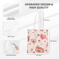 thumbnail image 4 of DouZhe Reusable Grocery Bags, Valentines Pink Flower Heart Lightweight Polyester Canvas Cloth Tote Bag for Travle Gym Shopping School, 15" x 16", 4 of 7
