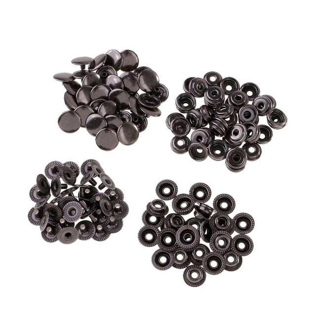 30 conjuntos de botones de presión de metal pulsador de presión de perno sujetadores 12,5 mm gris negro Sunnimix Botones de presión