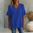 thumbnail image 2 of Rhuody Tshirts For Women Short Sleeve V Neck Loose Color T Shirt Women'S Clothing Blue, 2 of 4