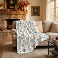 thumbnail image 4 of Sm:)e Blue Maple Leaves Pumpkin Fall Blanket, 60x80 Inch, Soft Flannel Fleece Blankets for Sofa Home Decor, 4 of 7