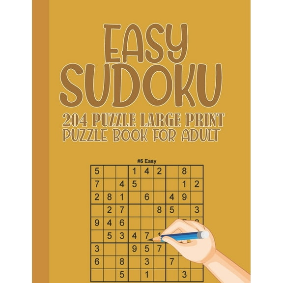 Easy Sudoku puzzle book for adults: Large Print Easy Sudoku 9x9 with solution for Beginner Adult Senior teen - 204 Puzzles Two Puzzle Per Page - (Paperback)(Large Print)