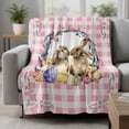 thumbnail image 2 of Easter Bunny Blanket Soft Cozy Warm Throw Blanket for Couch, Plush Fuzzy Flannel Fleece Blankets for Sofa, Spring Easter Eggs Chick Floral Pink Check Bed Blankets Lightweight Gifts for Women, 30"x40", 2 of 9