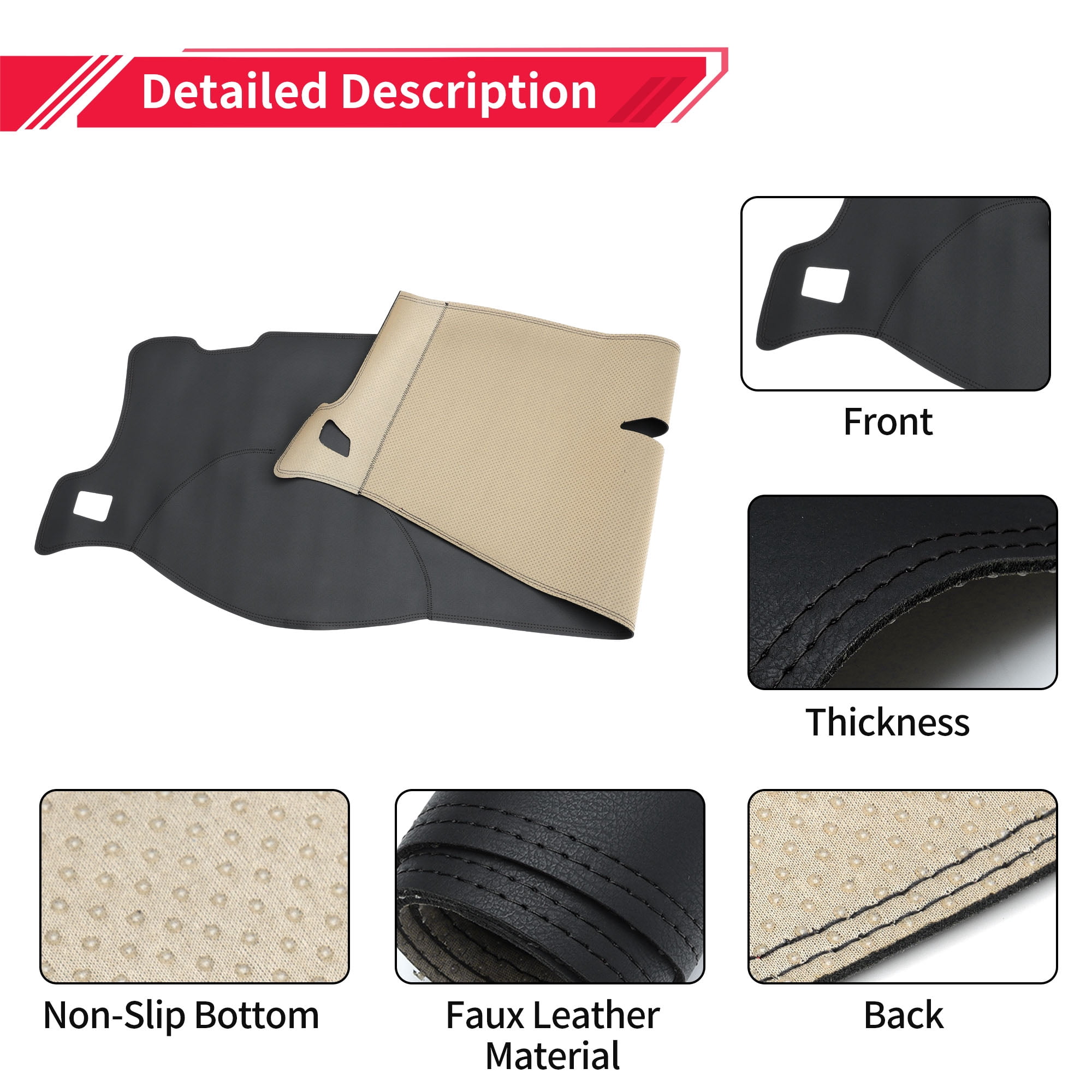 Dashboard Cover Dash Cover Mat Carpet for Chevrolet Silverado 2007-2013 Black Faux Leather 1Pc Anti-Slip Car Interior