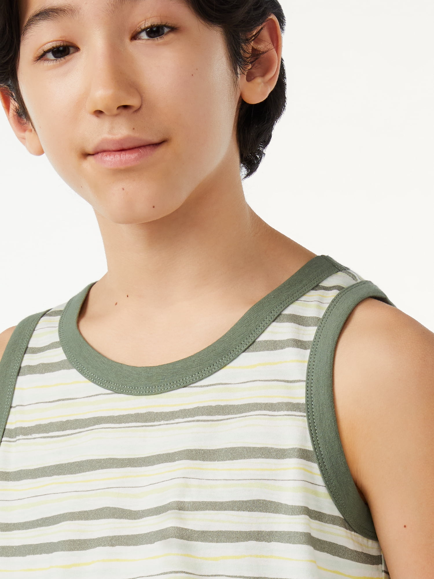 Free Assembly Boys Cotton Jersey Tank Tops, 2 Pack, Sizes 4-18