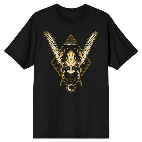 Black Adam Hawkman Head Men's Black T-shirt-Medium