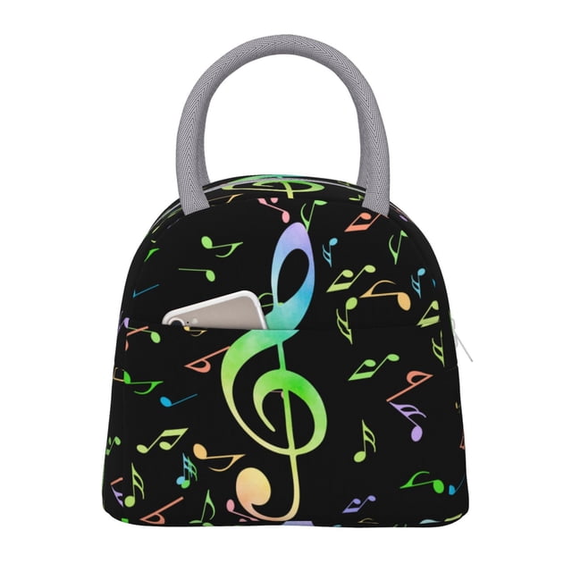 Fotbe Music Notes Bolsa de Almuerzo con Estampado, Lonchera Aislada, Contenedor de Comida Reutilizable Tipo Cooler a Prueba de Fugas
