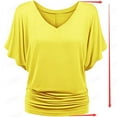 thumbnail image 5 of Hpapadks Plus Size Tops Plus Size V Neck Batwing Sleeve Loose Fold Hem Solid Tshirt Womens Tshirts Yellow XXXXXL, 5 of 5
