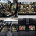 thumbnail image 2 of Yuyamidu Pink Hibiscus Car Seat Covers Set of 15 Palm Leaves Car Carpet Mats Steering Wheel Cover Safe Belt Pads Handbrake Cover Set Coasters Fit for SUV Van Sedan, 2 of 6